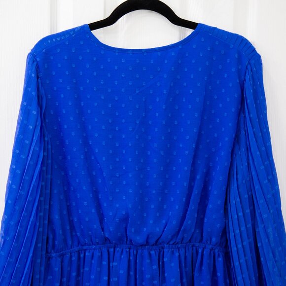 ASOS DESIGN Pleated Chiffon Maxi Cobalt Dress with Dotted Texture, size 14, NWT - Picture 6 of 9
